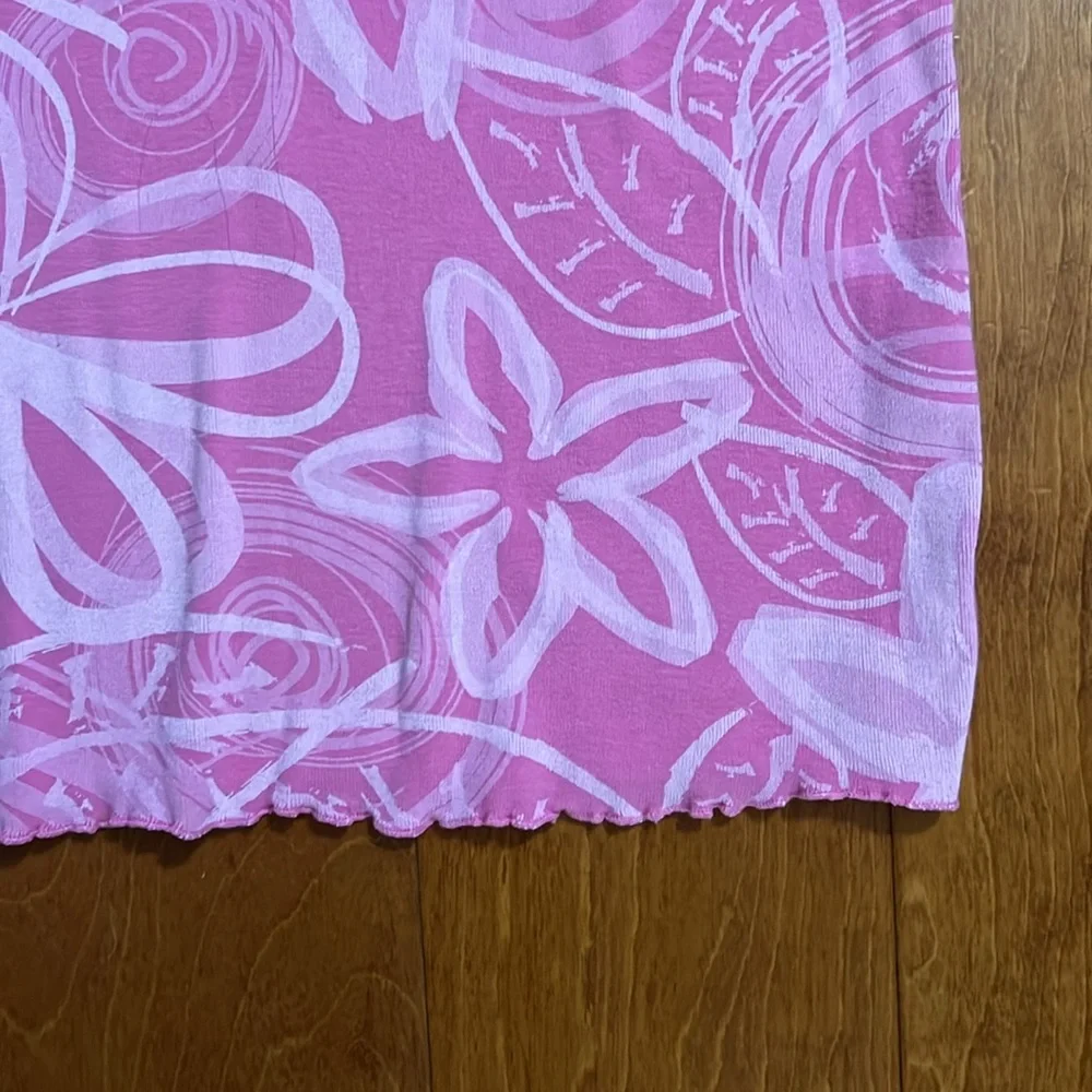 Fresh Produce Pink Floral Top V-Neck 3/4 Sleeves Preppy Casual Cottagecore USA - Picture 5 of 10